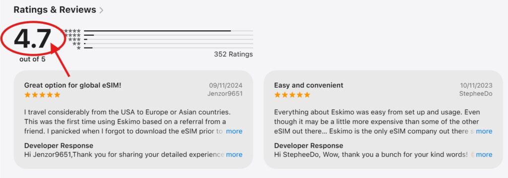 Eskimo eSIM Review From Apple App Store