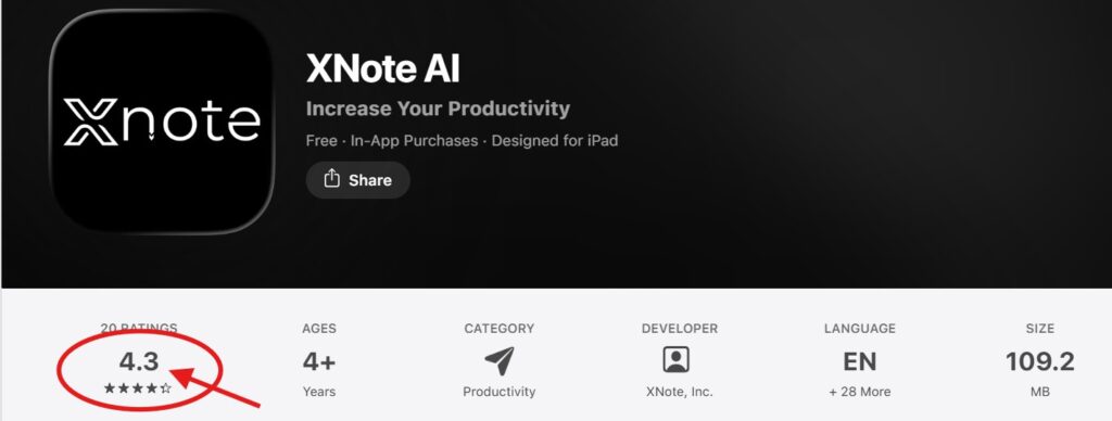 Xnote AI App Review (Apple App Store)