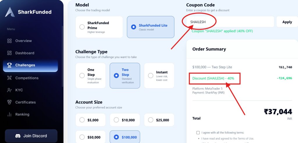 How to Use Sharkfunded Coupon Code "SHAILESH"?