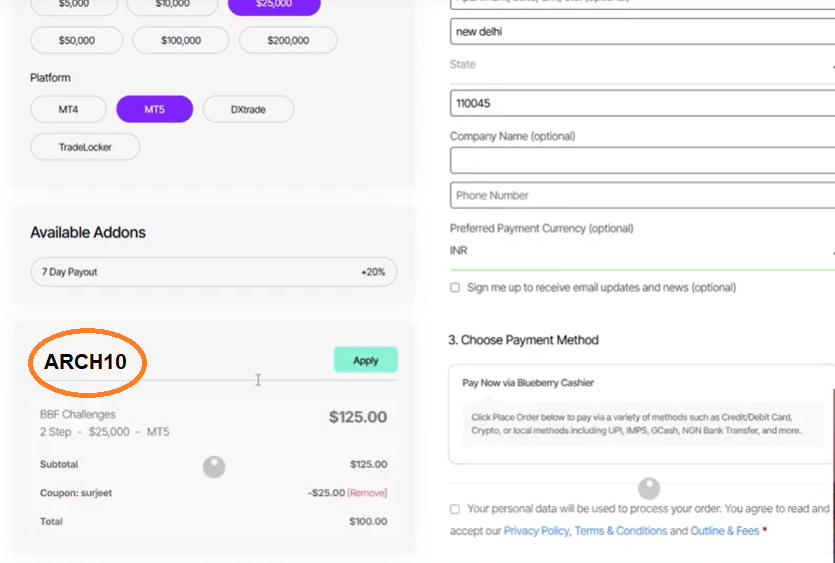 BlueBerry Funded Coupon Code