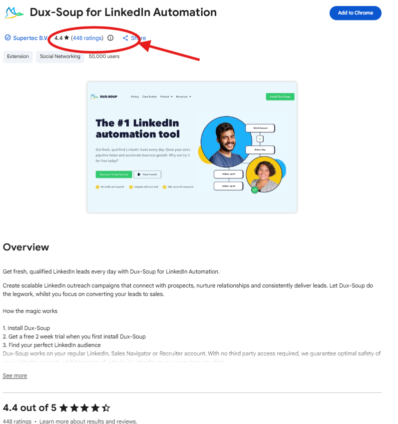 Dux-Soup Review (Chrome Web Store Ratings & Performance)