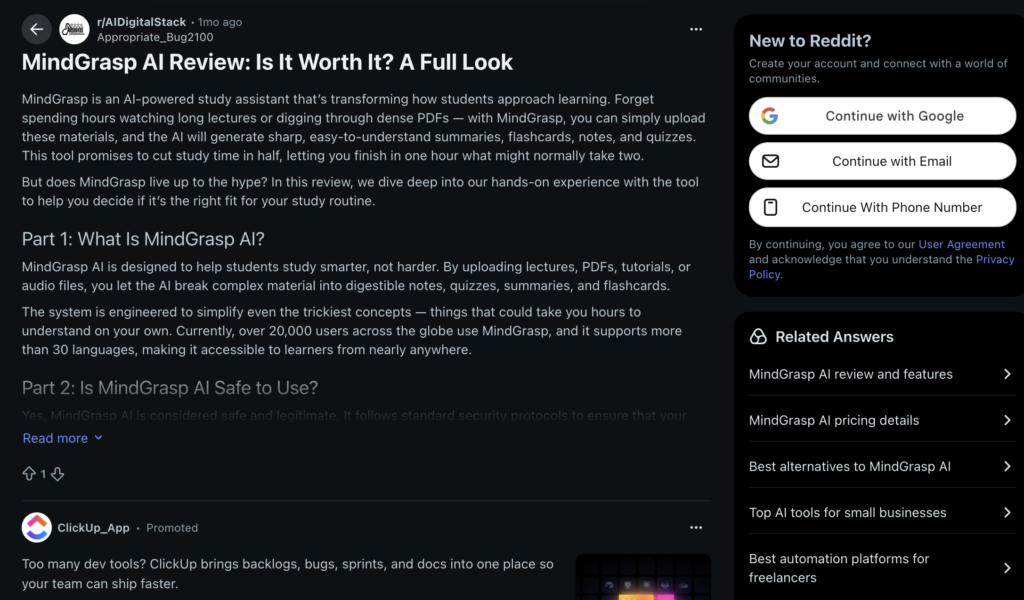 Mindgrasp AI Reddit Review – Real User Opinions