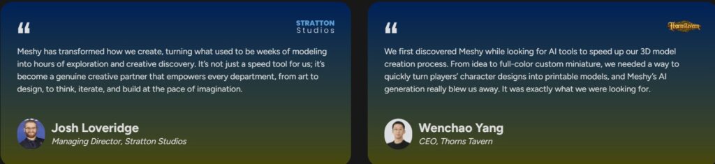 Meshy Real Customer Reviews on Official Website