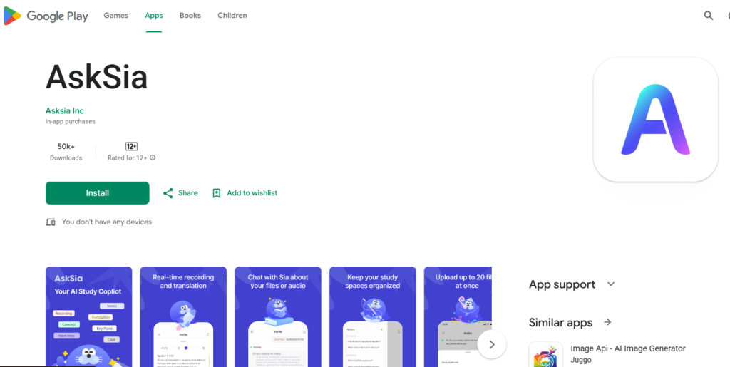 AskSia AI Google Play Store Analysis (2026)