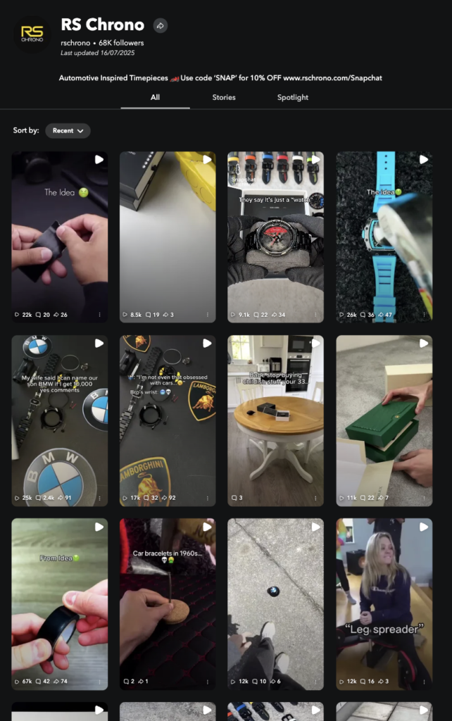 RS Chrono Snapchat Presence & Social Media Analysis