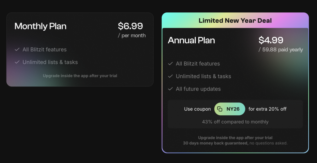 Blitzit Pricing Plans (2026)