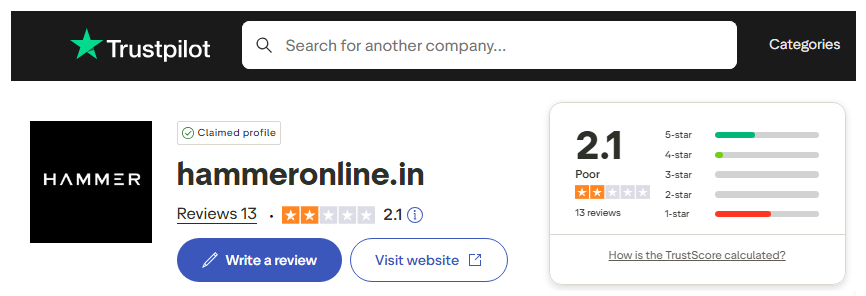 Hammer Trustpilot Rating