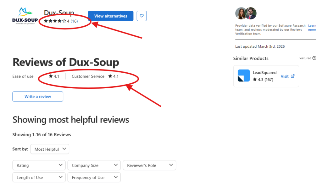 Dux-Soup Review (Capterra Ratings & User Experience)