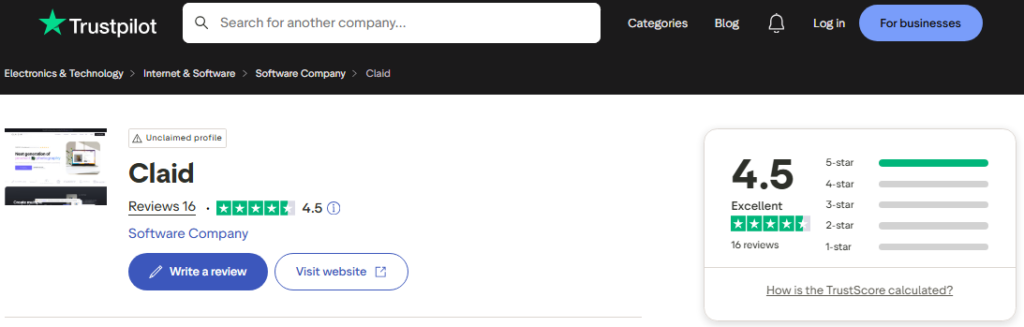 Claid AI Trustpilot Reviews