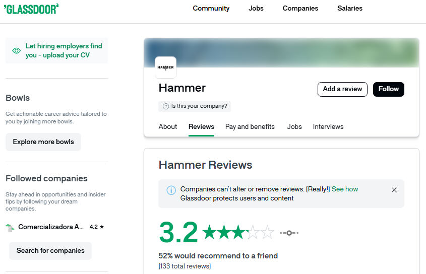 Hammer Glassdoor Reviews