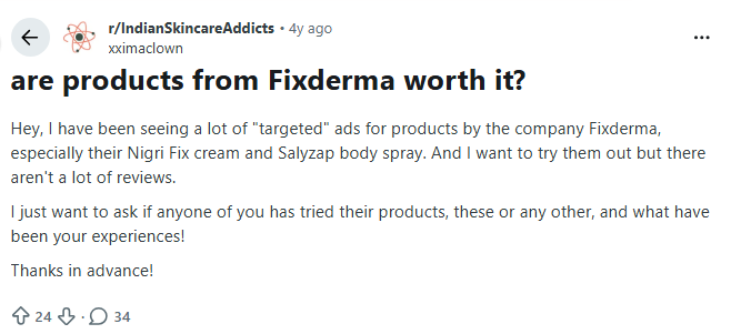 Fixderma Reddit Reviews