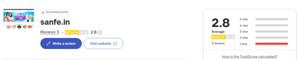 Sanfe Trustpilot Rating