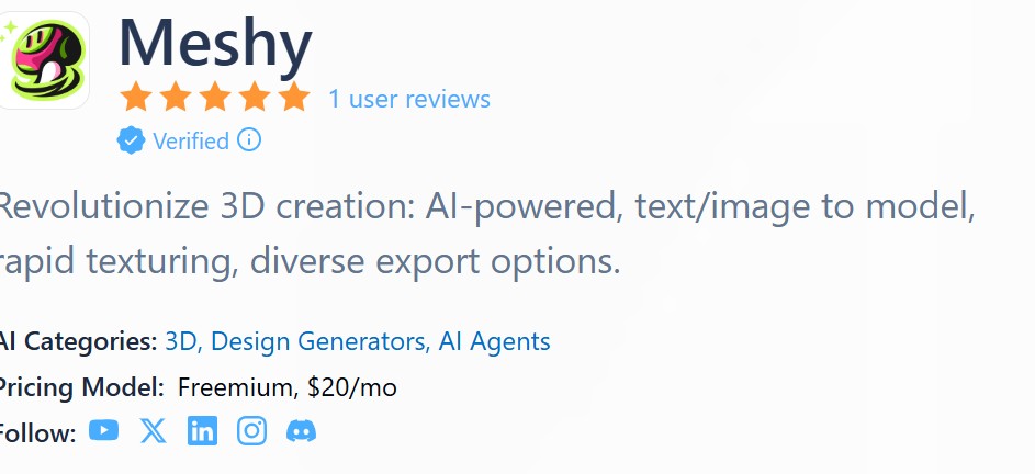 Meshy.ai Futurepedia Review 2026