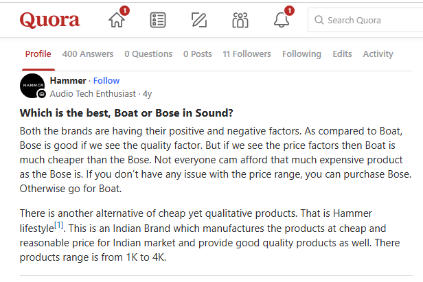 Hammer Products Quora Discussion
