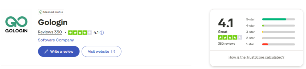 GoLogin Trustpilot Reviews
