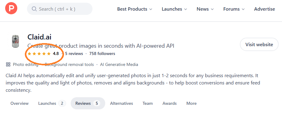 Claid AI Product Hunt Reviews
