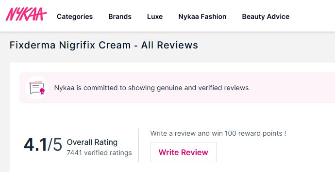 Fixderma Nykaa Rating