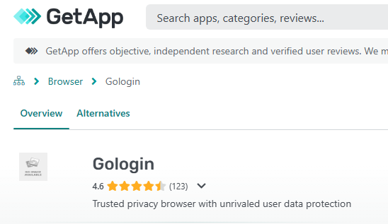 GoLogin GetApp Reviews