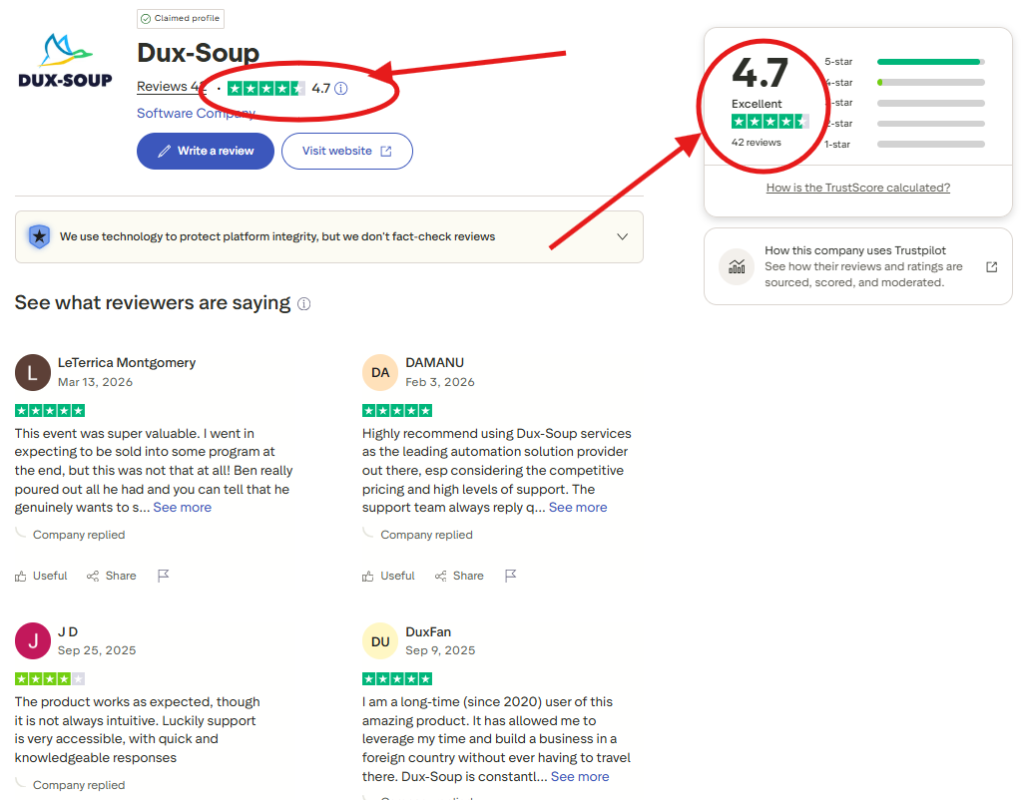 Dux-Soup Review (Trustpilot Ratings & User Feedback)