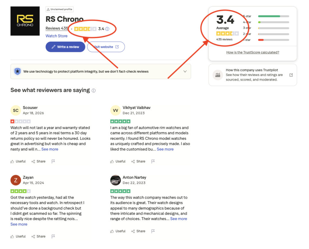 ## RS Chrono Trustpilot Review: Ratings, Customer Feedback & Real Experience (2026)