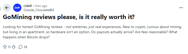 GoMining Reddit Reviews