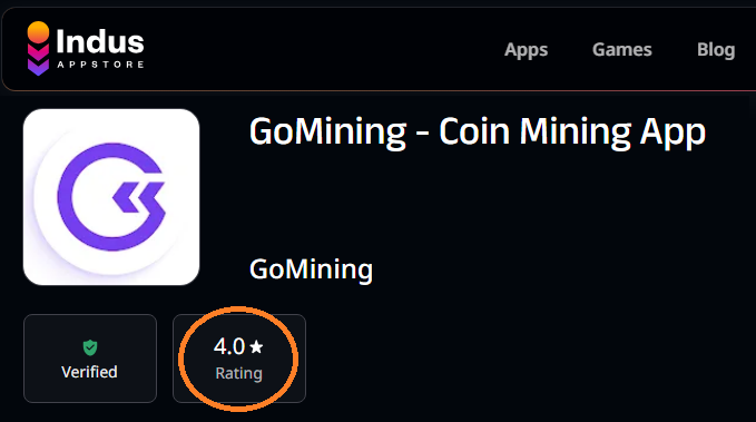 GoMining Indus App Store Rating