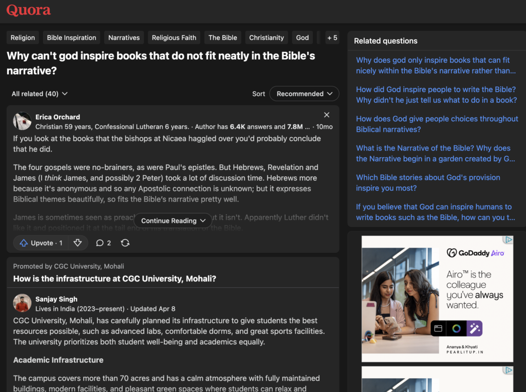 Quora Discussions & Public Opinion About God Inspires