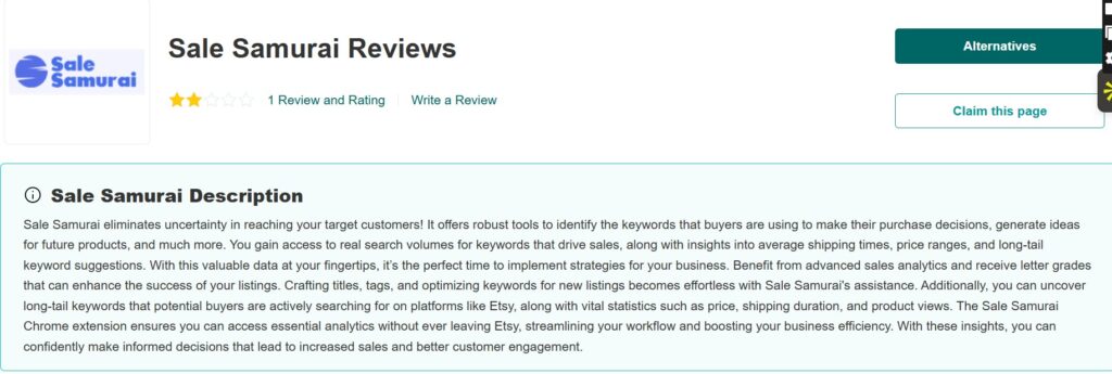 Sale Samurai Review Based on Slashdot User Feedback