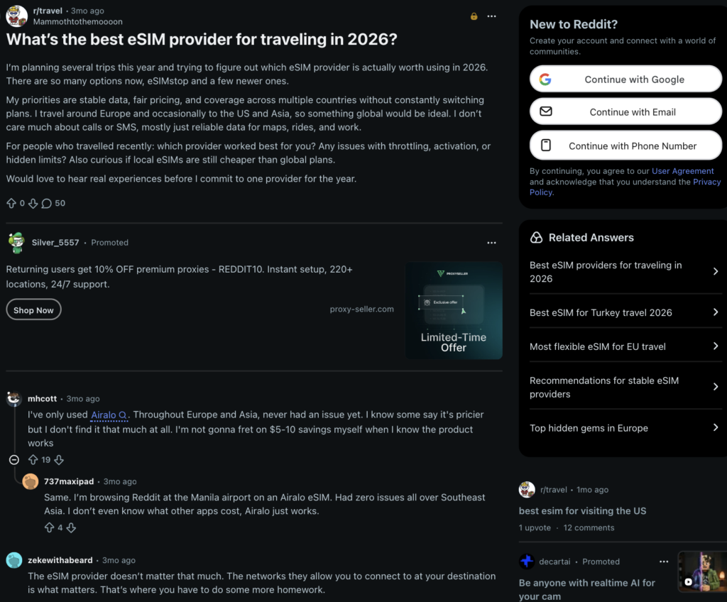 What Reddit Users Say About eSIM Providers in 2026